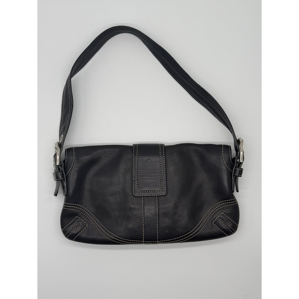 Vintage Coach Y2K Soho Black Leather Large Buckle Fla… - Gem